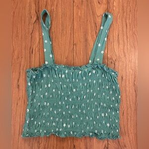 American Eagle Medium Women’s Junior’s Floral Green Smocked Crop Top Stretch